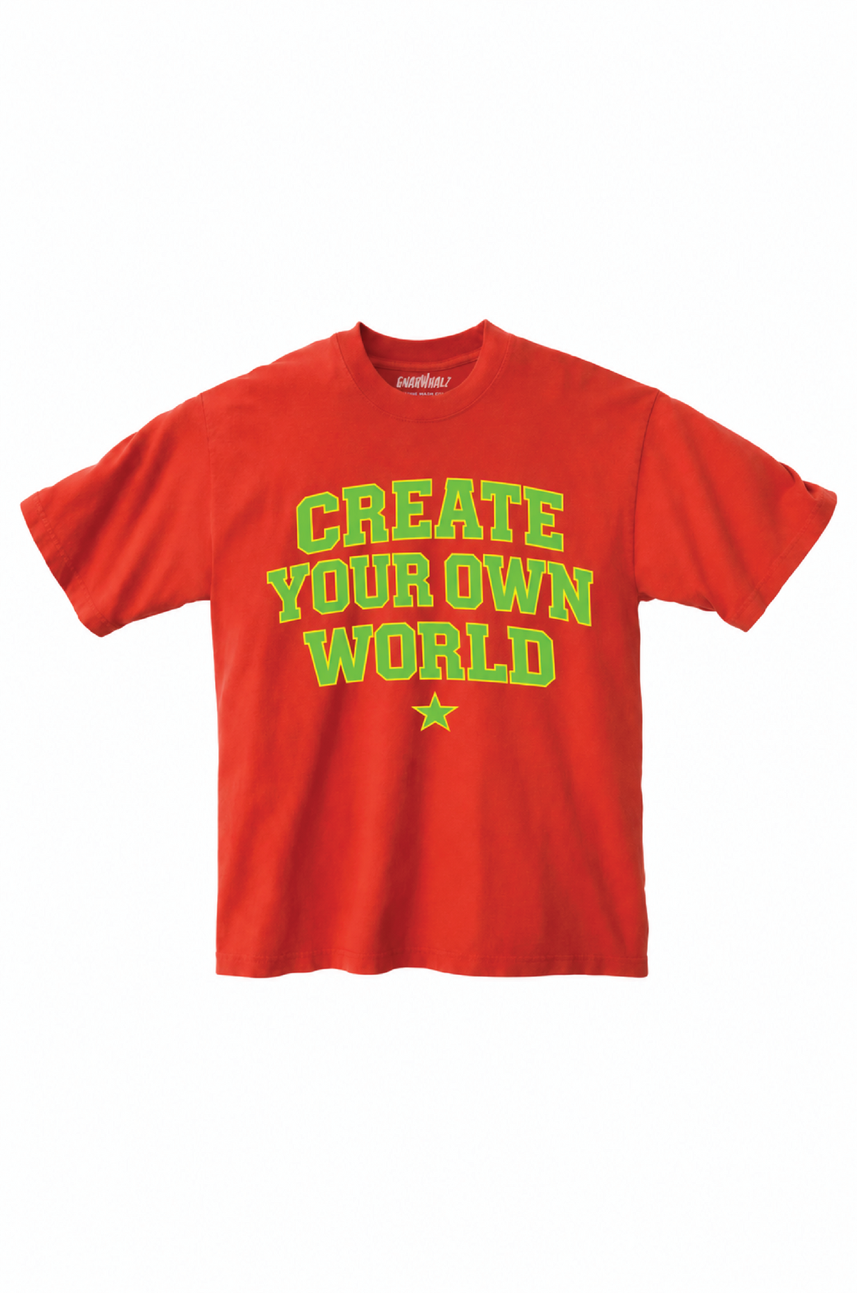 CREATE YOUR OWN WORLD TEE- BRIGHT ORANGE